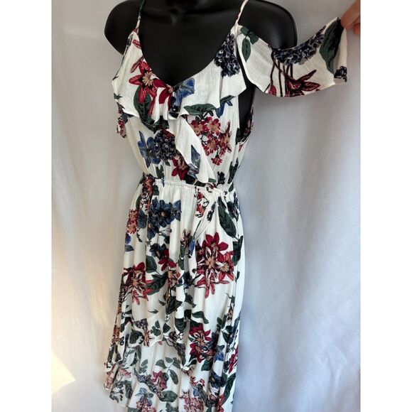 Illa Illa Floral High Low Maxi Midi Ruffle Dress Size S White Romantic Feminine - Picture 3 of 9